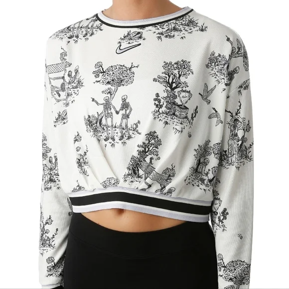 Nike Women's Court Paris Dri-FIT Long Sleeve Skull Tennis Top Sz XS - Picture 2 of 10